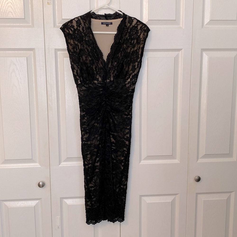 Boston Proper Black lace body con dress - small